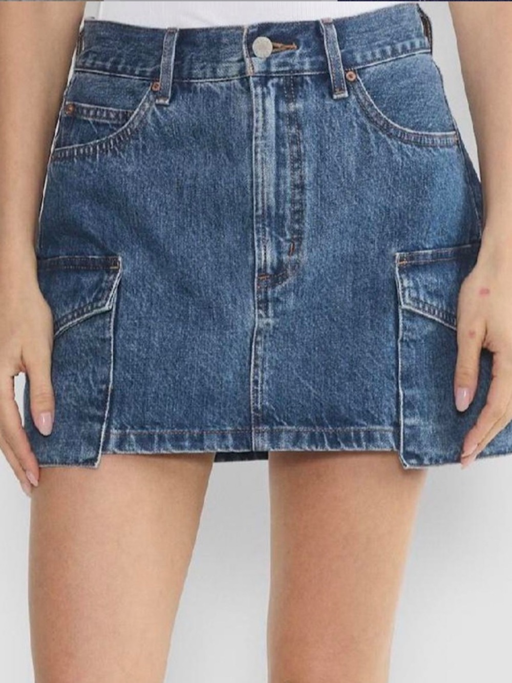 Aritzia Blue Denim Mini Skirt with Cargo Pockets